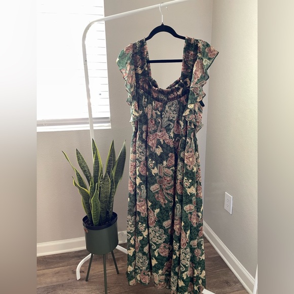 NWT - Jodifl Green boho paisley Garden Party Dress - Picture 4 of 14